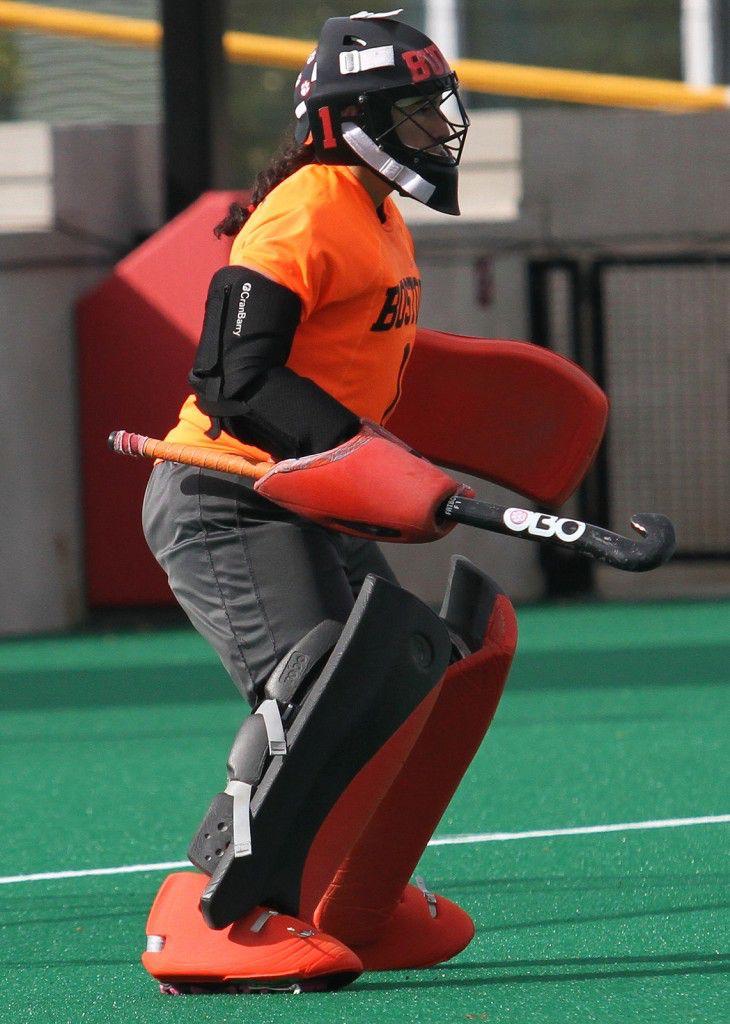Senior goalkeeper Valentina Cerda Eimbcke recorded five saves against Northeastern. PHOTO BY MICHELLE JAY/DFP FILE PHOTO