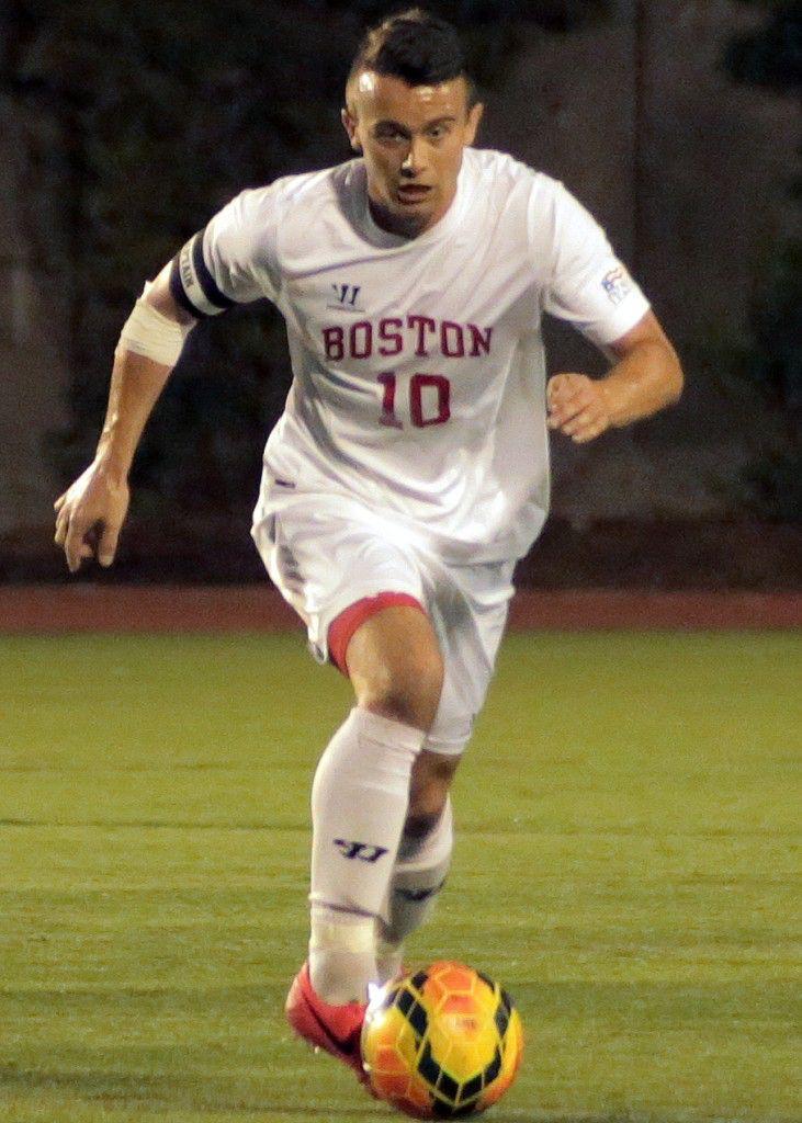 Senior midfielder Jordan Barker scored his first goal of the season against the Minutemen. PHOTO BY JUSTIN HAWK/DAILY FREE PRESS STAFF