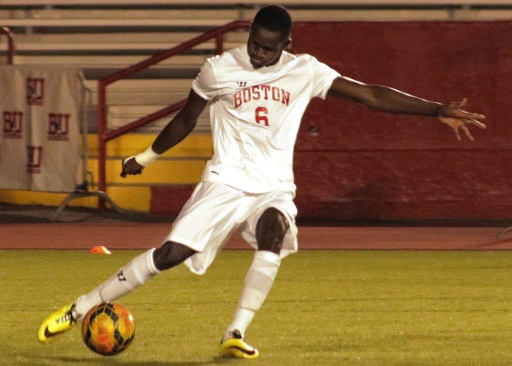 Senior defender Kelvin Madzongwe left the game with an apparent injury at the end of the first half. PHOTO BY JUSTIN HAWK/DAILY FREE PRESS STAFF