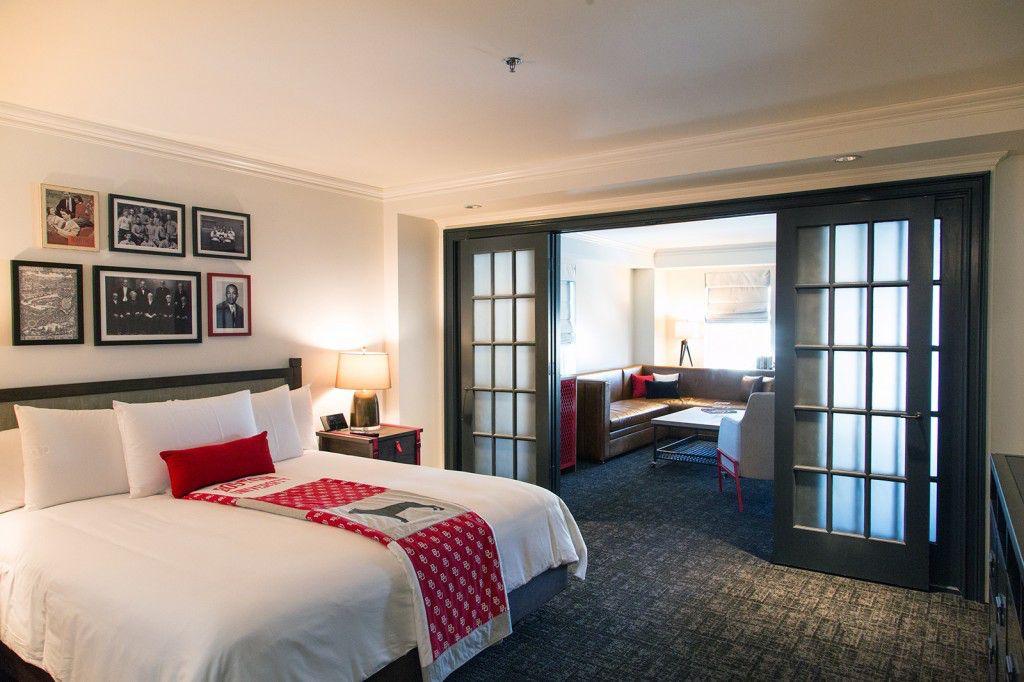 Hotel Commonwealth collaborated with Boston University to create the Terrier Suite, a BU-themed luxury room in the newly renovated hotel. / PHOTO COURTESY OF LISA RICHOV