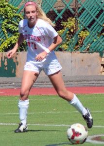 Senior forward Taylor Krebs scored in the 10th minute against Akron Friday. PHOTO BY ANN SINGER/DAILY FREE PRESS STAFF