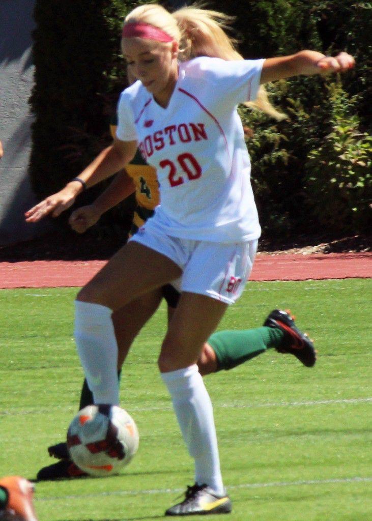 Sophomore midfielder Alexandra Cooper recorded a shot on goal against Navy. PHOTO BY ANN SINGER/DAILY FREE PRESS STAFF