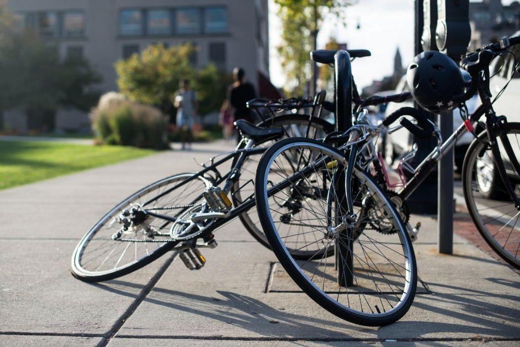 An increase in bike ridership in Boston has led to an increase in theft and vandalism of bicycles, which may be influenced by improper use of bike locks and poorly made locks. PHOTO BY MIKE DESOCIO/DAILY FREE PRESS STAFF