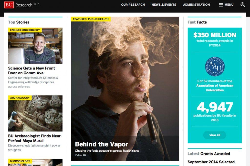 Boston University has launched a website that showcases research of BU professors. SCREENSHOT VIA BU.EDU/RESEARCH