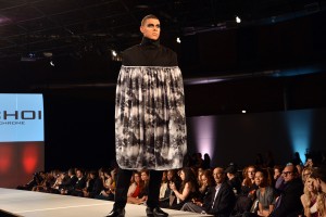 Jungsu Choi showcases his design at the Emerging Trends Fashion Show at the Boston Center for the Arts Saturday as part of Boston Fashion Week. PHOTO BY HEATHER GOLDIN/DAILY FREE PRESS STAFF