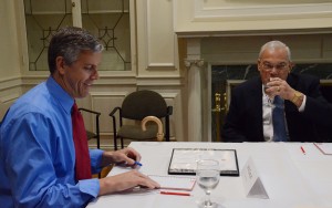 U.S. Secretary of Education Arne Duncan, seen here with Boston University President Robert Brown, ensures that new rules will be put into place to deal with sexual assault on college campuses. PHOTO BY FALON MORAN/DFP FILE PHOTO