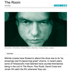 "The Room," labeled "the 'Citizen Kane' of bad movies" by Entertainment Weekly, screens on a monthly basis at the Coolidge Corner Theatre in Brookline. SCREEN CAPTURE VIA COOLIDGE.ORG