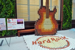 The Canstruction Boston exhibit will be on display at the BSA Space at the Atlantic Wharf building until Oct. 31. PHOTO BY JACQUI BUSICK/DAILY FREE PRESS STAFF