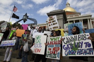 Medical cannabis patients, families and supporters protested outside the Massachusetts Department of Public Health Tuesday demanding the DPH prioritize patients over politics in its decisions involving marijuana legalization. PHOTO BY EVAN JONES/DAILY FREE PRESS STAFF