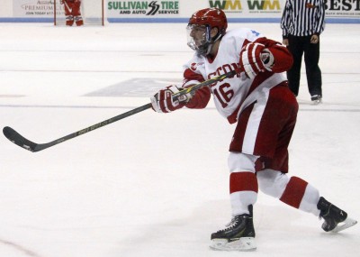 Freshman defenseman John MacLeod is expected to be back in the lineup Friday against the Friars. PHOTO BY MAYA DEVEREAUX/DAILY FREE PRESS