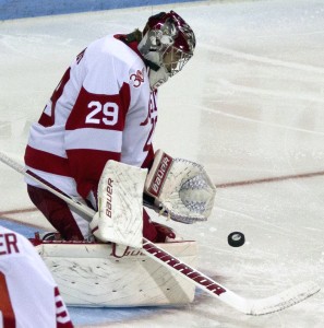 Junior goaltender Matt O’Connor is expected to make his first appearance of the 2014-15 season over the weekend. PHOTO BY MICHELLE JAY/DFP FILE PHOTO