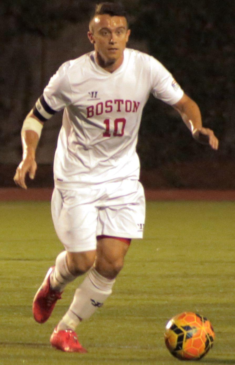 Senior midfielder Jordan Barker is tied for second on the team with 10 points during the 2014-15 season. PHOTO BY JUSTIN HAWK/DAILY FREE PRESS STAFF