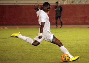 Senior defender Kelvin Madzongwe earned Patriot League Defender of the Week honors on Oct. 13. PHOTO BY JUSTIN HAWK/DAILY FREE PRESS STAFF