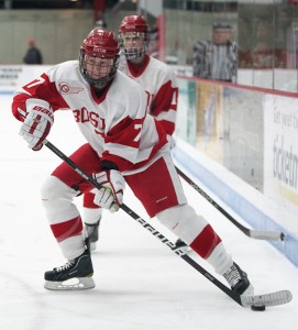Senior defenseman Shannon Stoneburgh noted an assist against the Blades. PHOTO BY RACHEL PEARSON/DAILY FREE PRESS STAFF
