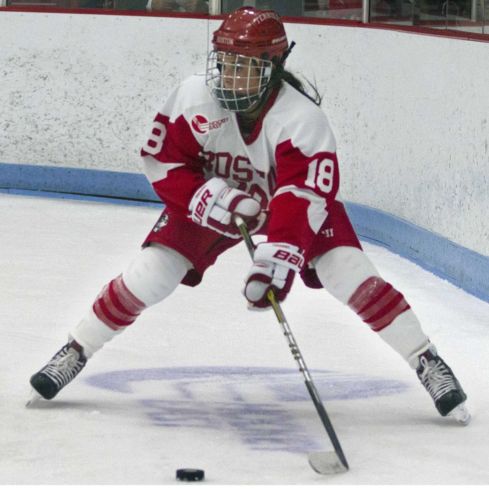 Junior forward Rebecca Russo scored a goal in BU’s last meeting against Northeastern in the Hockey East Semifinals on March 8, 2014. PHOTO BY MICHELLE JAY/DFP FILE PHOTO