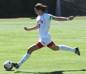 Senior defender Kai Miller scored her second career goal Saturday. PHOTO BY ANN SINGER/DAILY FREE PRESS STAFF