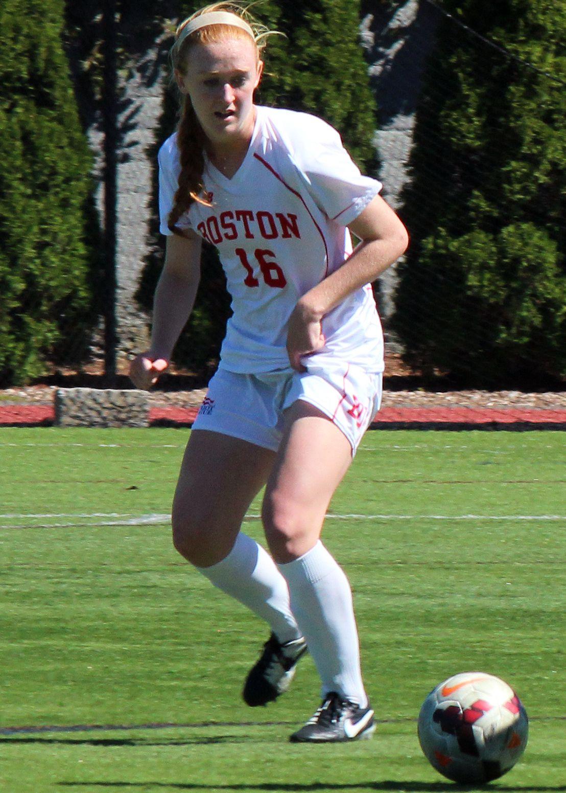 Freshman defender Alivya Wimmer was named Patriot League Rookie of the Week on Oct. 27. PHOTO BY ANN SINGER/DAILY FREE PRESS STAFF