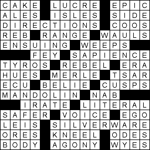 Crossword Answers 11-20-14