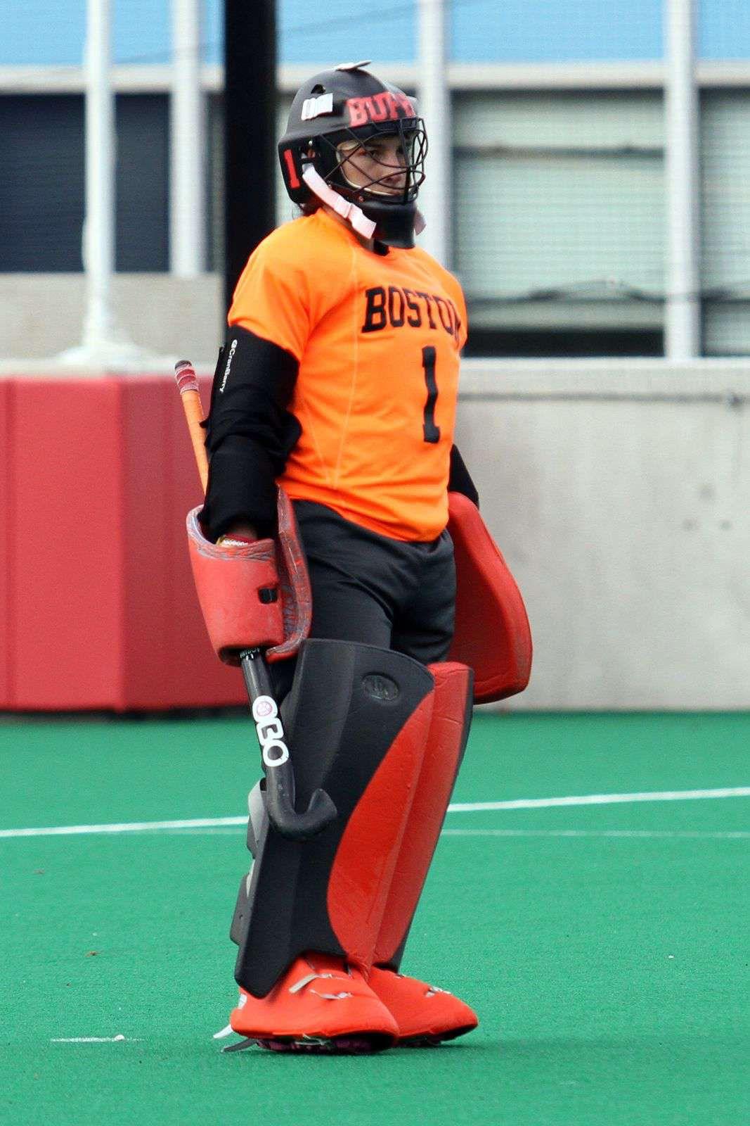 Senior goaltender Valentina Cerda Eimbcke earned Patriot League Goaltender of the Year honors for the second year in a row. PHOTO BY MICHELLE JAY/DFP FILE PHOTO