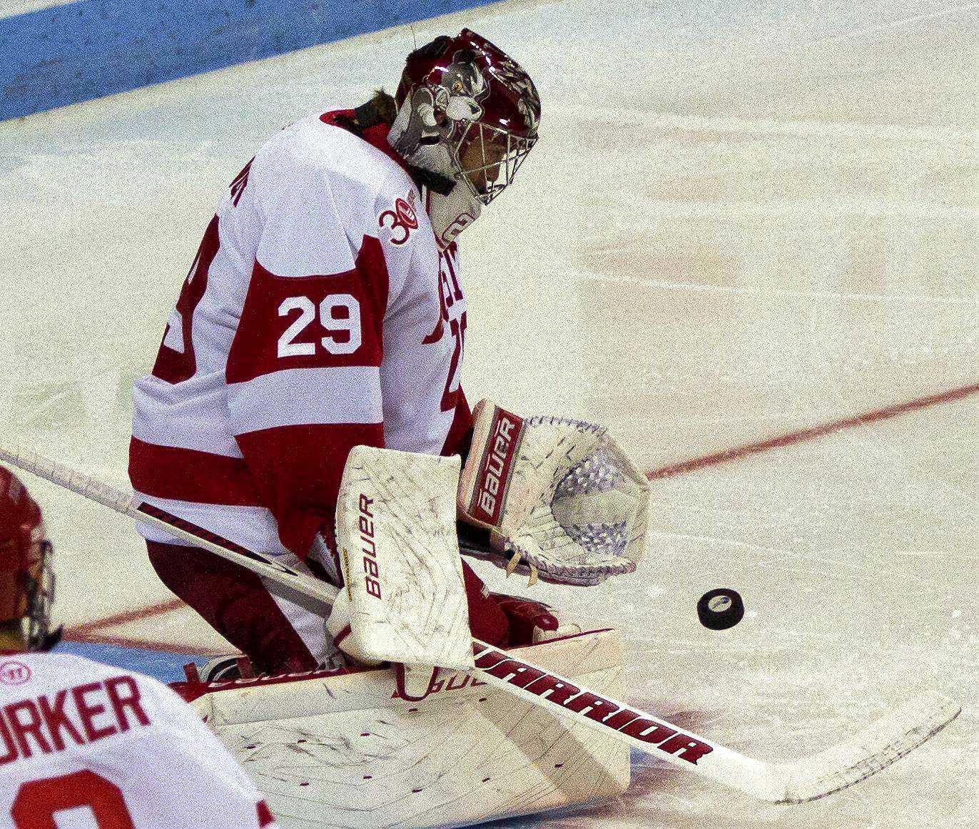 Junior goaltender Matt O'Connor ranks first in Hockey East in save percentage (.949). PHOTO BY MICHELLE JAY/DFP FILE PHOTO