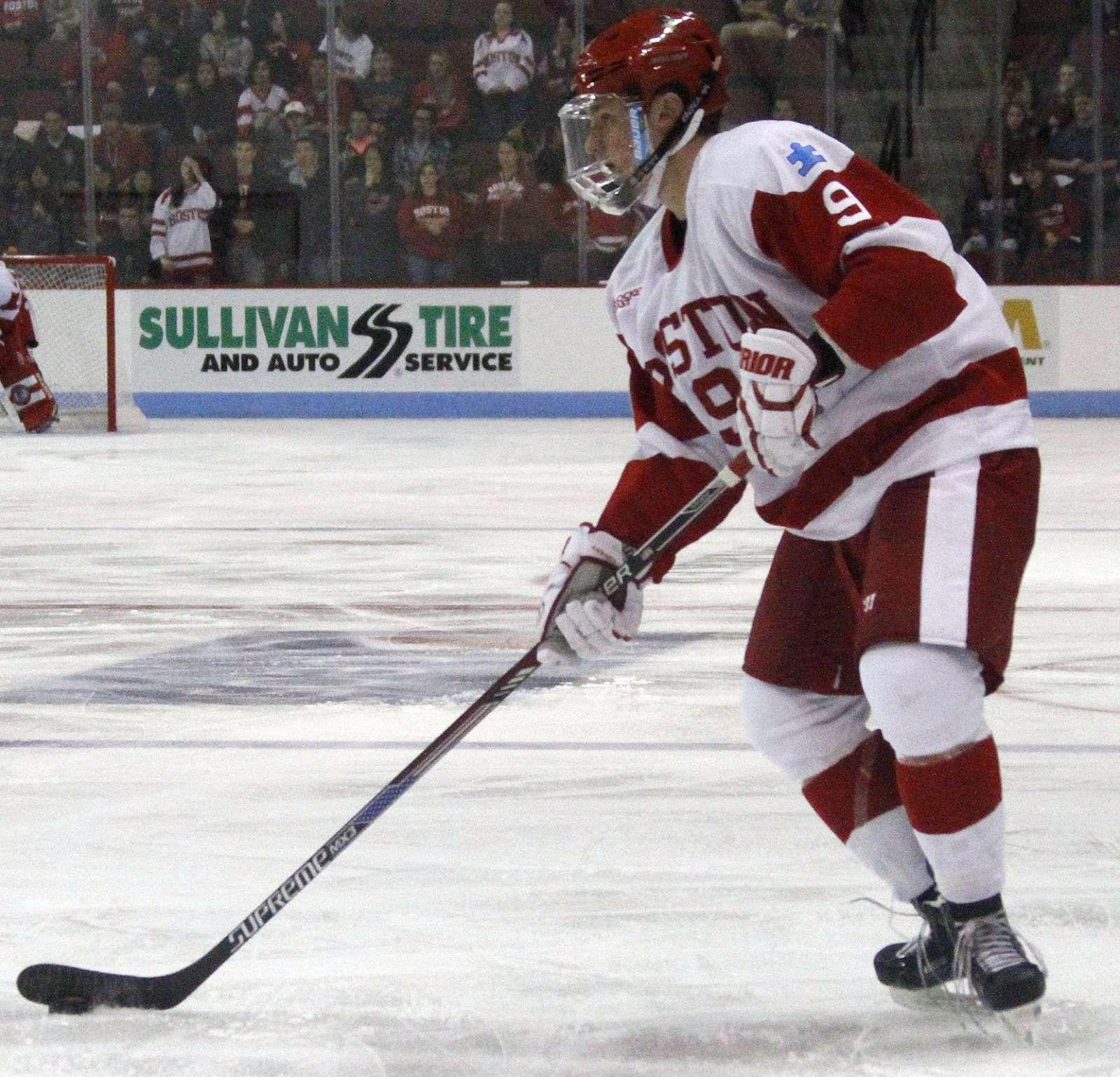 Freshman Jack Eichel's overtime goal lifted BU over the University of Maine on Friday night.
PHOTO BY MAYA DEVEREAUX/DAILY FREE PRESS STAFF