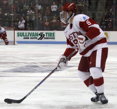 Freshman forward Jack Eichel was awarded Hockey East Player of the Week honors Monday afternoon. PHOTO BY MAYA DEVEREAUX/DAILY FREE PRESS 