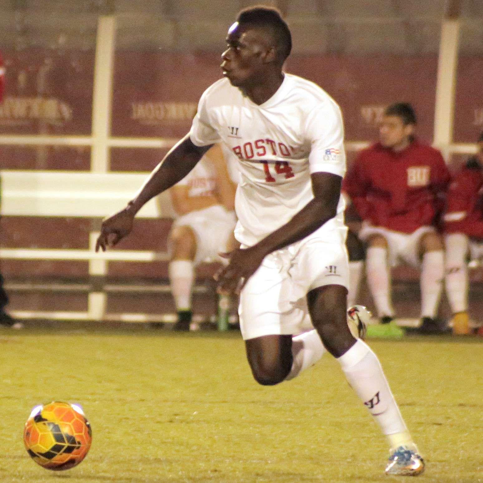 Senior forward Dominique Badji leads the Terriers with 18 points on the year. PHOTO BY JUSTIN HAWK/DAILY FREE PRESS STAFF