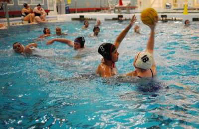 The BU women’s club water polo team bested Northeastern by a score of 16-6 in a scrimmage match Sunday afternoon at the FitRec pool. PHOTO COURTESY OF PAGE WOOD.