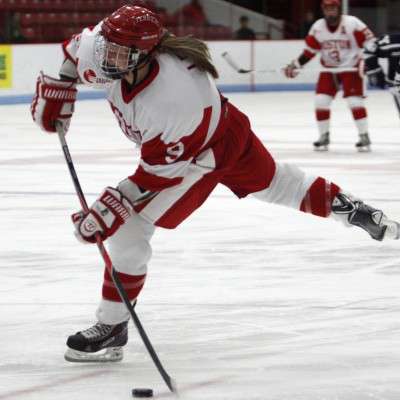 Junior forward Sarah Lefort helped spur BU’s third-period comeback with two goals over the final 20 minutes of play. PHOTO BY SARAH FISHER/DAILY FREE PRESS STAFF