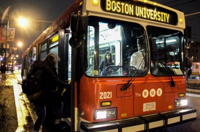 The Boston University Shuttle increased its late-night and weekend hours this fall semester. PHOTO BY SARAH SILBIGER/DAILY FREE PRESS STAFF