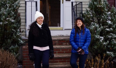 Vanessa Hayashi (left) (CAS ’18) participated in the Boston University Homestay program through Marsh Chapel, which allowed students to stay in homes of local families during Thanksgiving break. PHOTO COURTESY OF VANESSA HAYASHI