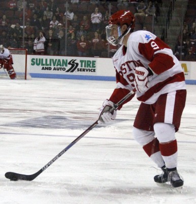 Freshman center Jack Eichel recently earned Hockey East Player of the Month for his impressive November play. PHOTO BY MAYA DEVEREAUX/DAILY FREE PRESS STAFF
