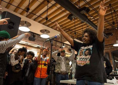 Local rapper Michael Christmas performed Wednesday at the Converse store on Newbury Street. PHOTO COURTESY OF ROB COLLINS