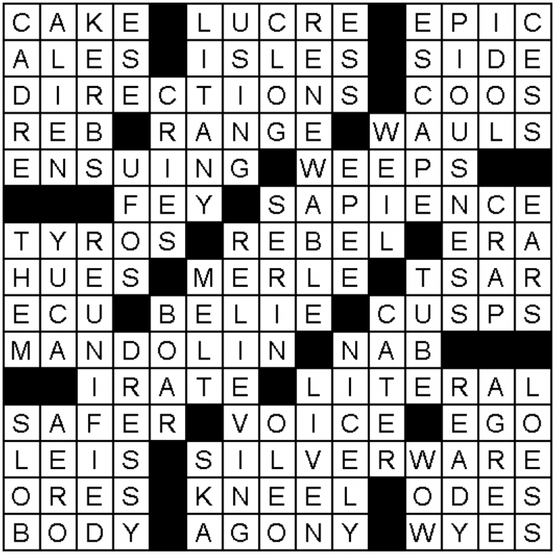 Crossword Answers – 12/4/14 – The Daily Free Press