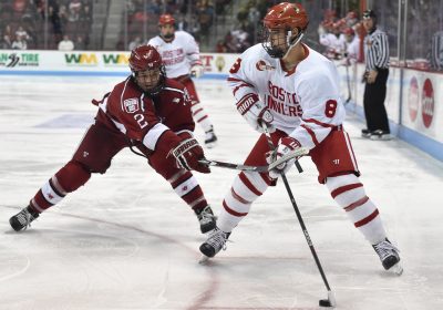 Sophomore forward Ryan Cloonan came back into the lineup against Harvard after missing out through injury. PHOTO BY MADDIE MALHOTRA/ DAILY FREE PRESS STAFF 