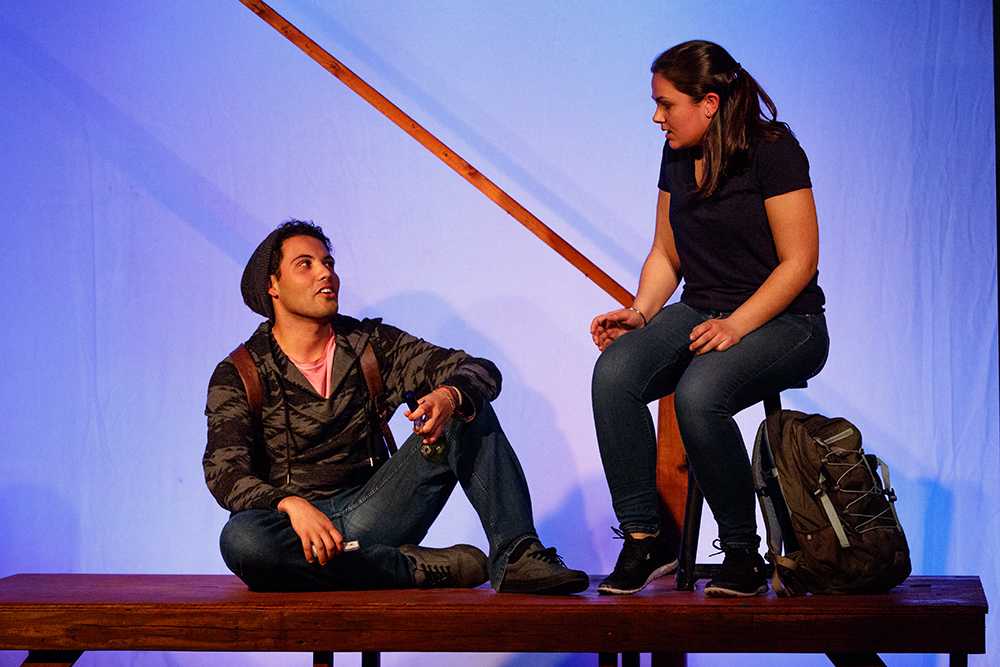 CAS junior Roberto Nunez and CAS freshman Nikita Sethi perform a scene together in BU Stage Troupe's production of Next to Normal. The play will run April 12–14. PHOTO BY JOHN KAVOURIS/DAILY FREE PRESS STAFF 

