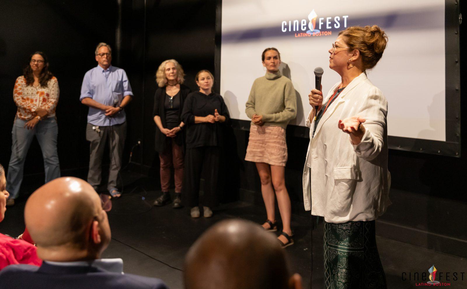 (From left) Jenny Alexander, James Rutenbeck, Mindy Fried, Jesse Epstein, Brittany Thomas and Sabrina Avilés at CineFest Latino Boston. CineFest is a film festival dedicated to showcasing and bringing together Latino filmmakers, producers and movie enthusiasts across Boston. COURTESY OF MARISOL MARQUÉZ