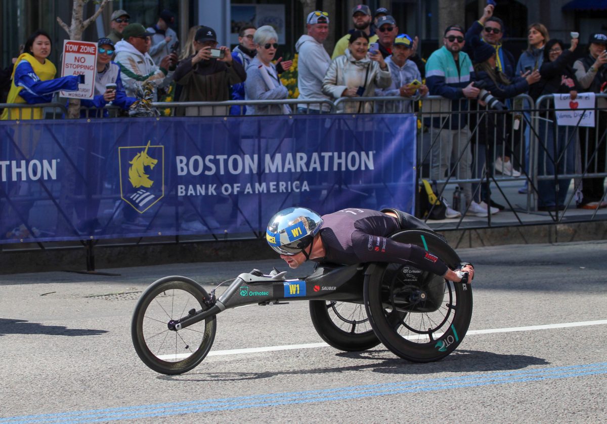 First place finisher in the men’s wheelchair division, Marcel Hug. 