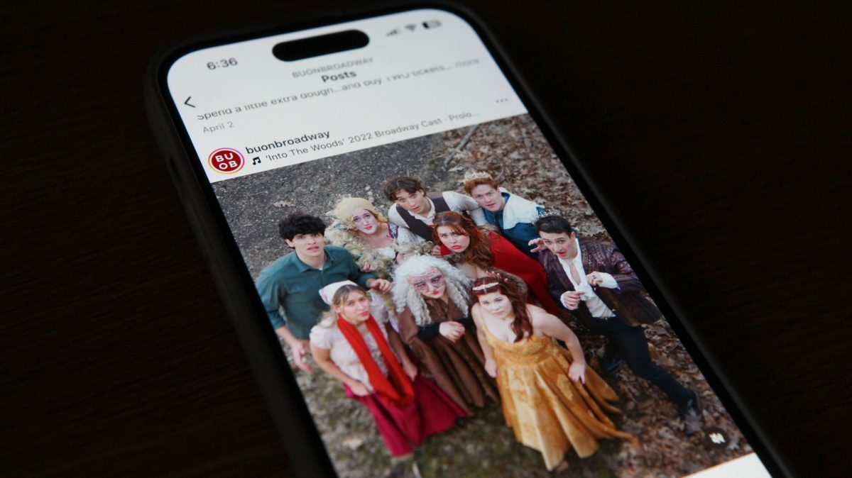 A post from Boston University On Broadway’s Instagram account advertising its show “Into the Woods.” BUOB’s production ran at the Tsai Theatre April 10-12. 