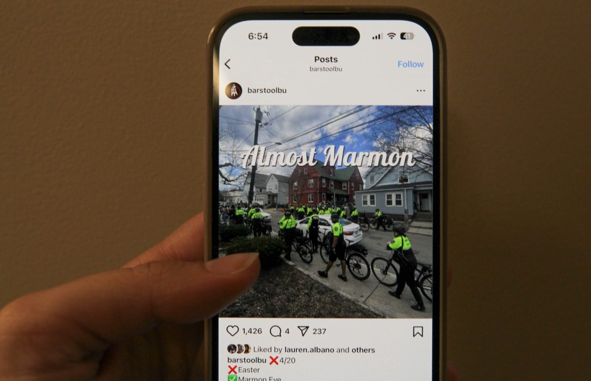 Barstool BU’s Instagram post the day before Marathon Monday. Two student Instagram accounts, @slackerbu and @barstoolbu, have built followings as they chronicle the BU student experience, becoming unofficial storytellers of life as a Terrier.