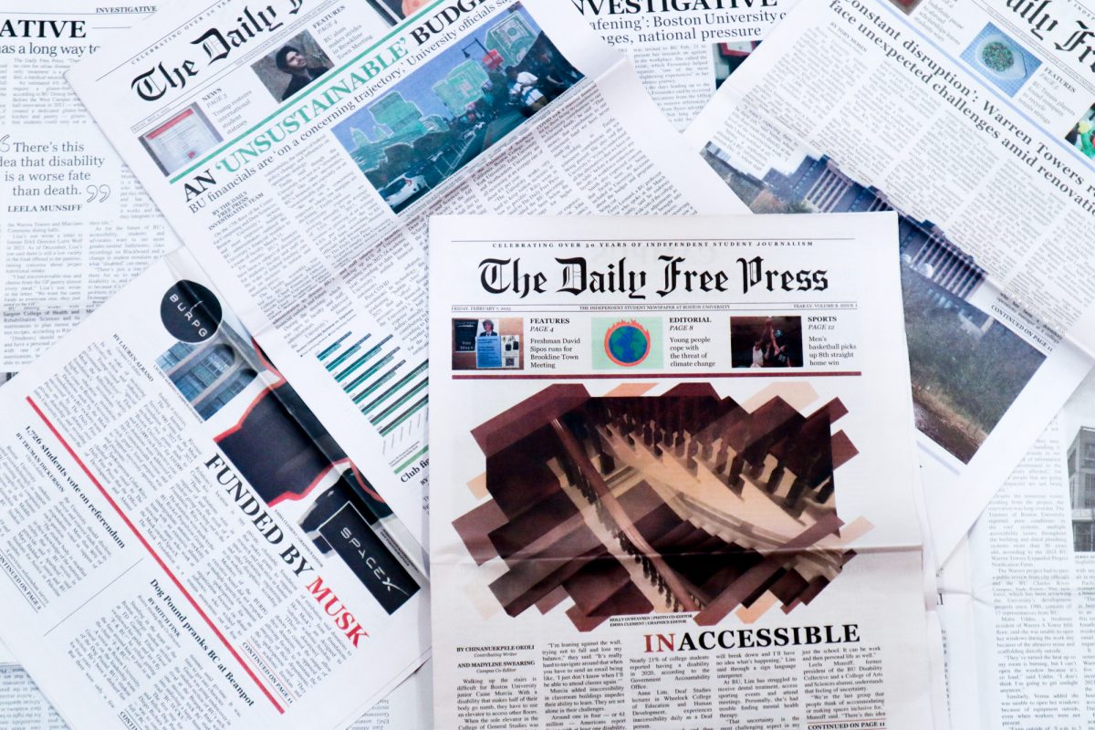 A collection of investigative articles on the front pages of The Daily Free Press print editions. Stories like these, researched, written and published by the FreeP, have impacted the Boston University community and shed light on important issues for students, faculty and administration. 