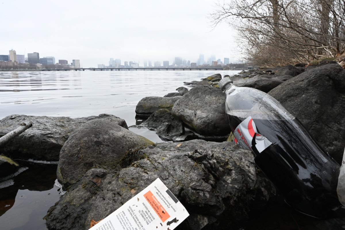 Trash near the Charles River. BU Sustainability’s Earth Day 365, which runs for the entire month of April, is a series of events throughout BU’s campuses that promote the preservation of the planet.