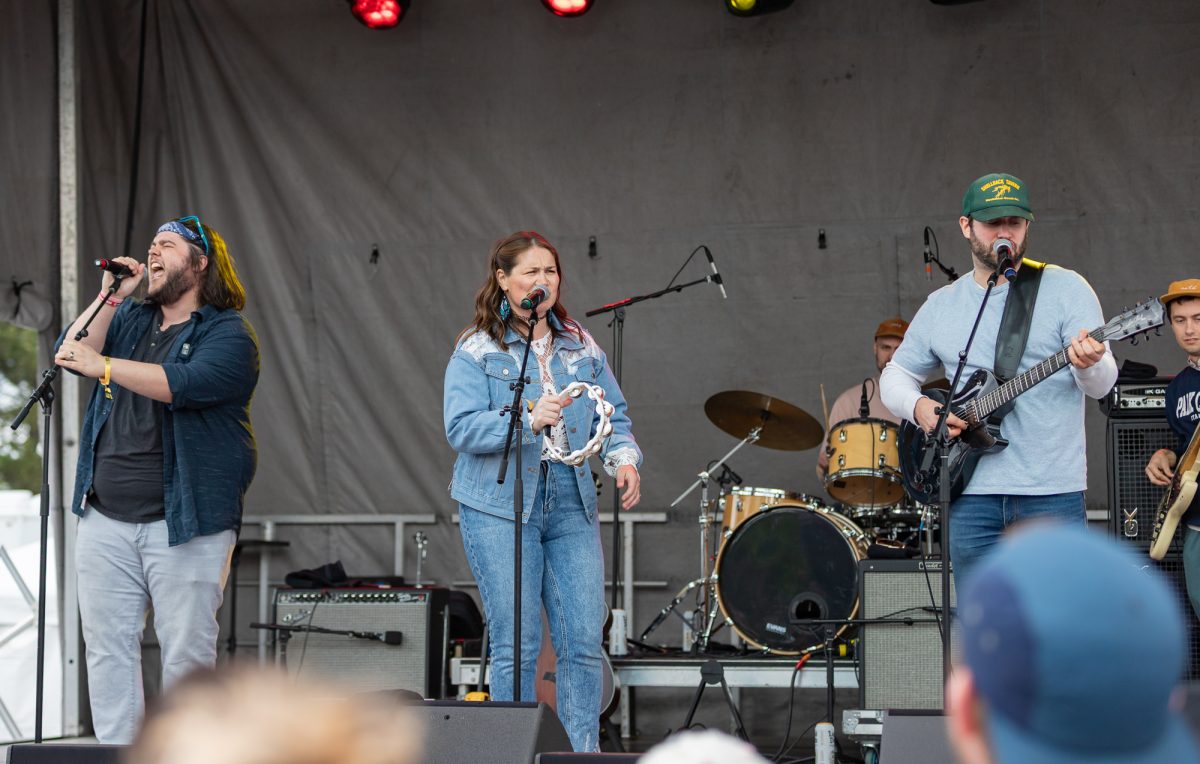 Boston-based band Copilot performs at the Orange Stage Sunday. 

