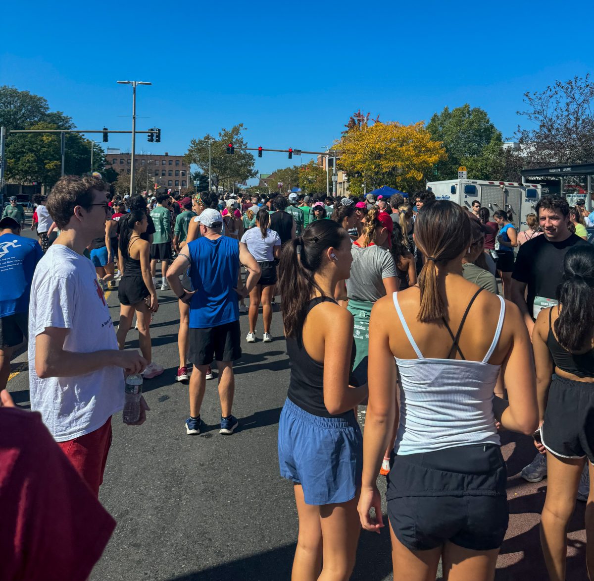 Crowds at the 23rd Annual Brian J. Honan 5k Road Race in Allston-Brighton. More than 611 BU community members signed up to participate. 