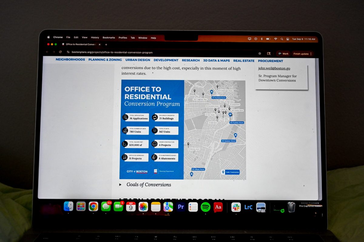 The Boston Planning Department’s website showing the map of specific addresses in the Office to Residential Conversion Program. The program looks to increase affordable housing in Boston. 