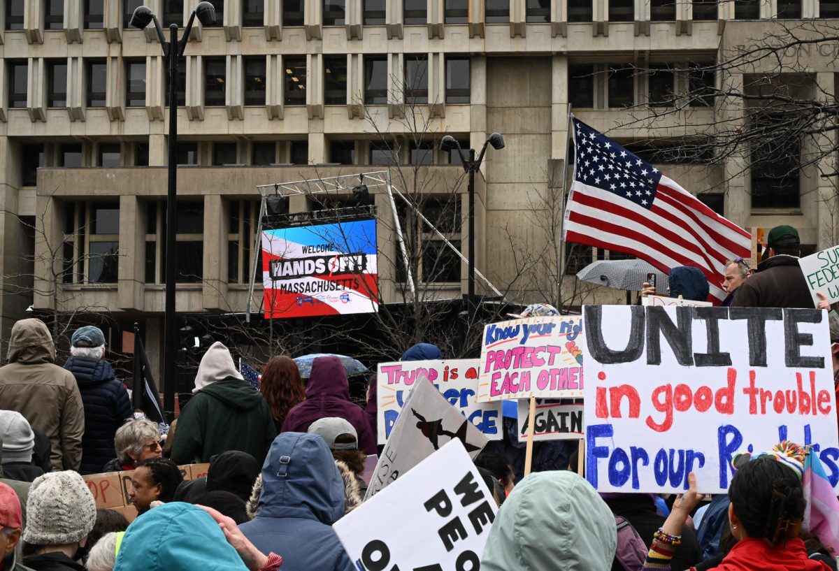 Protestors gather at the Hands off Rally in March 2025 in front of Boston City Hall. Immigration and Customs Enforcement is set to begin a new crackdown on immigration in the city, amid the Department of Justice suing the city of Boston last week.