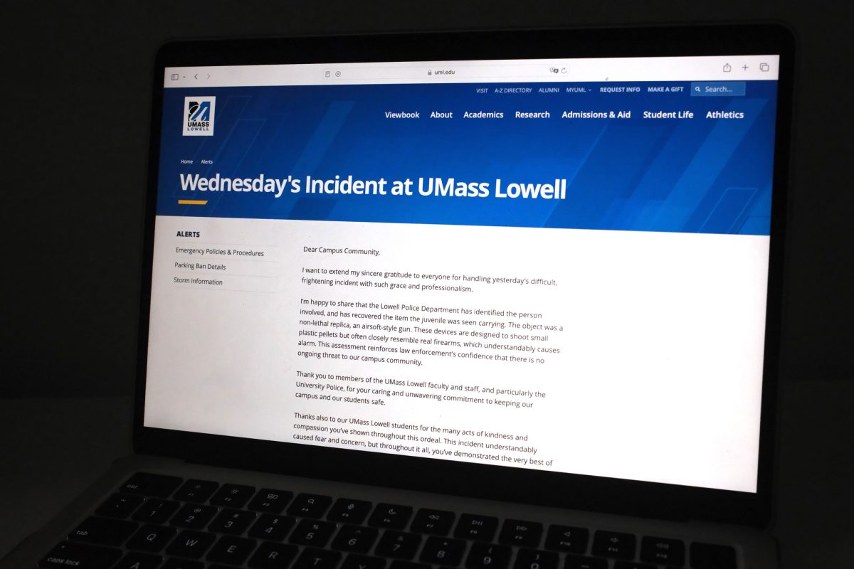 At the University of Massachusetts Lowell’s campus an armed individual was reported on the first day of classes Wednesday, Sept. 3. The reported person, a juvenile, carried an airsoft replica firearm. There were no shots fired or injuries.