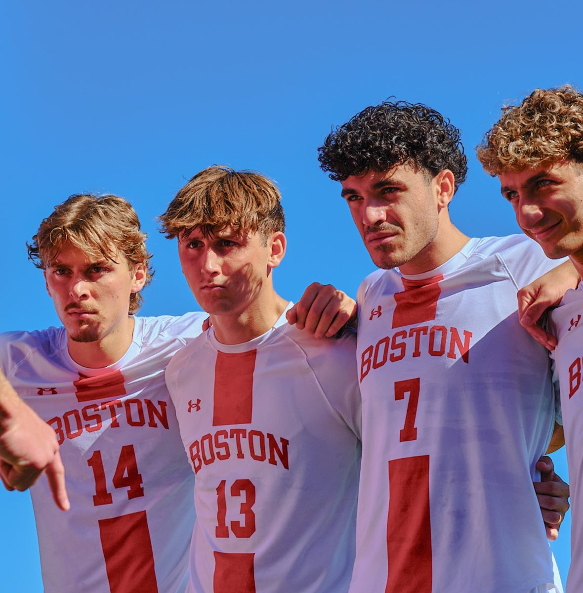 Senior Quin DeLaMater, Sophomore Pharis Patricia, Junior Andrea Di Blasio and Senior Giuseppe Bagnato. The Boston University men's soccer team won 4-1 against Loyola on Sunday. 