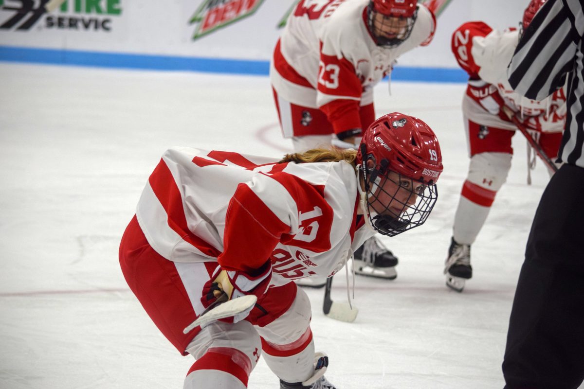 Number 19, senior forward and assistant captain Clara Yuhn. Following the Boston University women’s ice hockey team’s 1-0 loss to the Minnesota Golden Gophers on Friday, Yuhn informed The Daily Free Press that the team was looking forward to continue to grow during the rest of the season, and the score didn’t reflect the confidence they possessed during the game. 