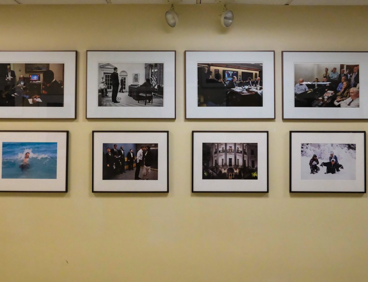 The first floor of the Boston University College of Communications wall adorned with photos by alumni. COM recently introduced Branded Content, a 4+1 accelerated master's program for students interested in combining aspects from the majors advertising, public relations and film and television. 